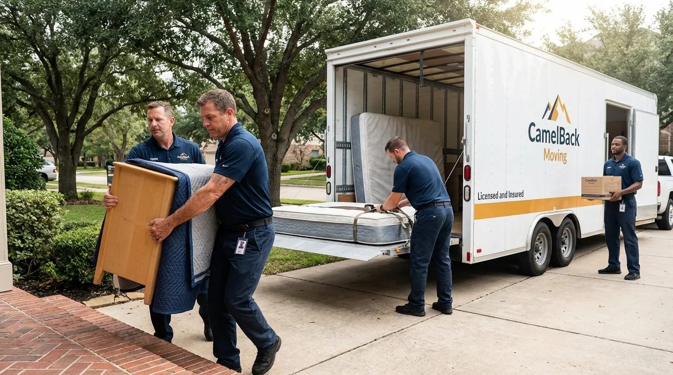 Crew loading residential truck for cross-state move from Hackleburg, AL