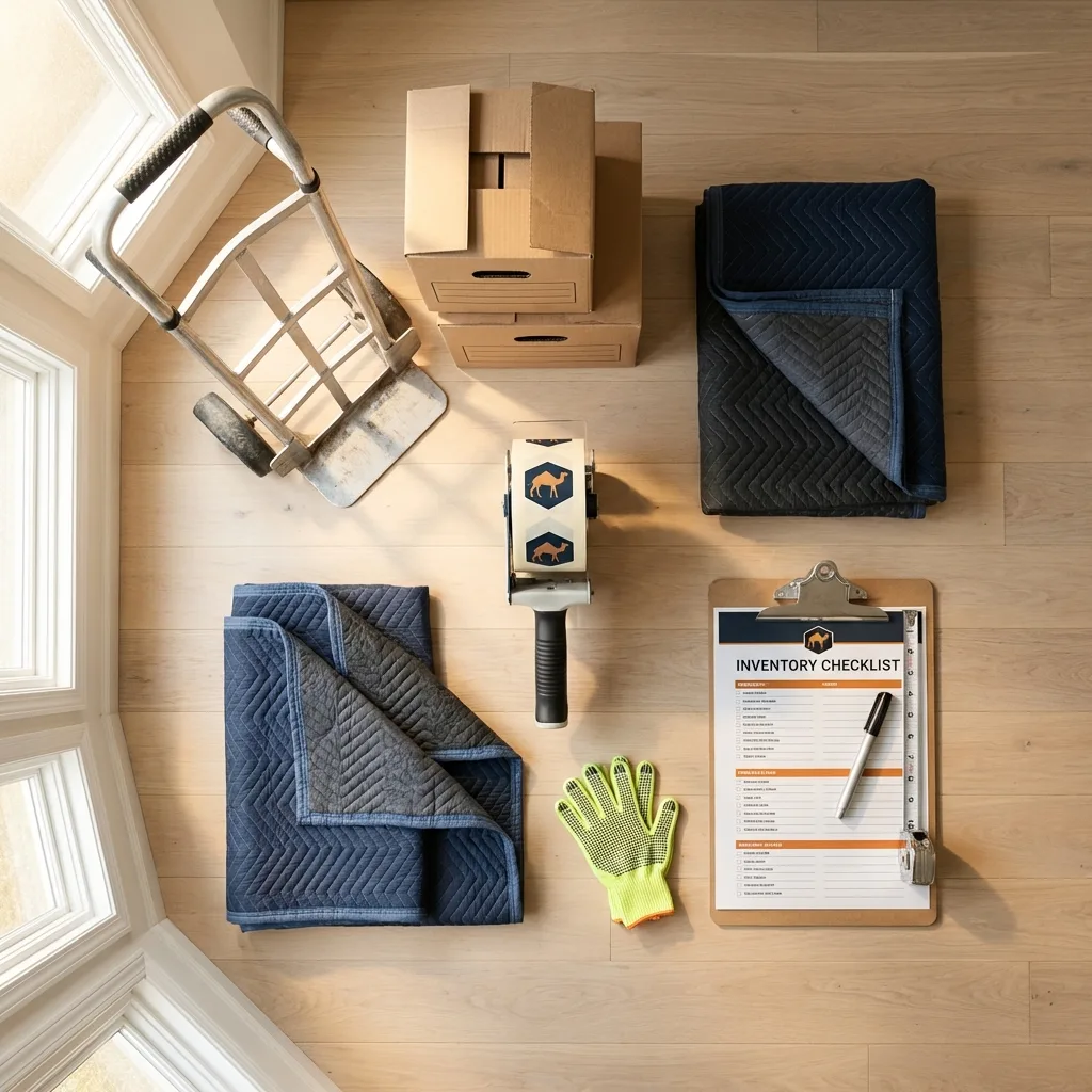 Professional moving supplies and packing materials layout for Hackleburg residential relocations